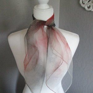 1950s red & black stripe chiffon